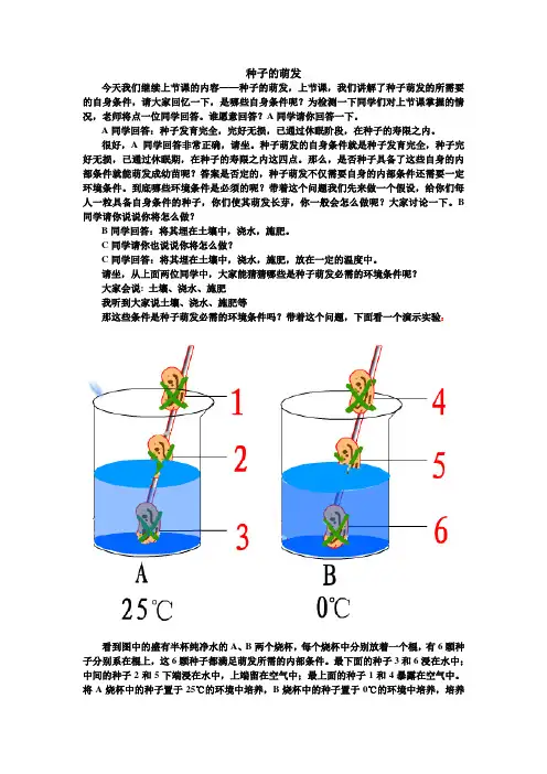 种子萌发的条件