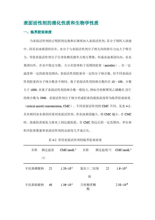 表面活性剂的理化性质