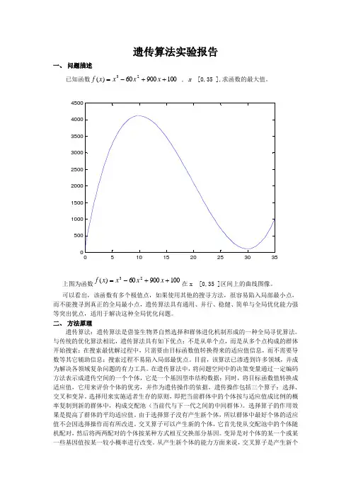 遗传算法实验报告泽