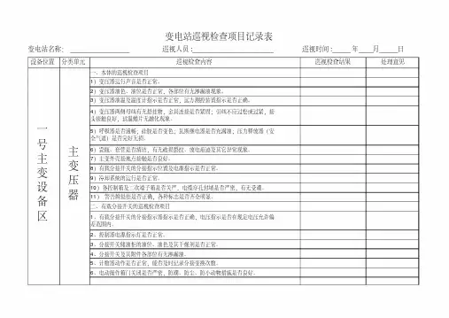 最新变电站巡视检查项目记录表整理