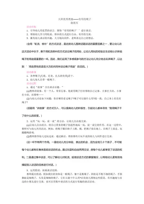 大班优秀教案