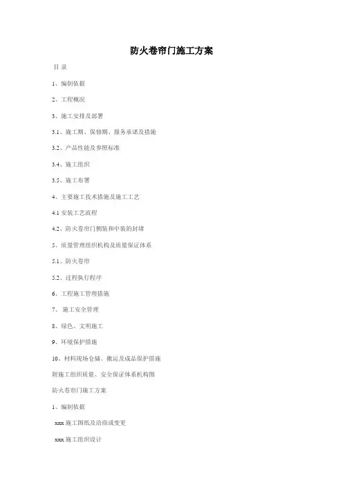 防火卷帘门施工方案