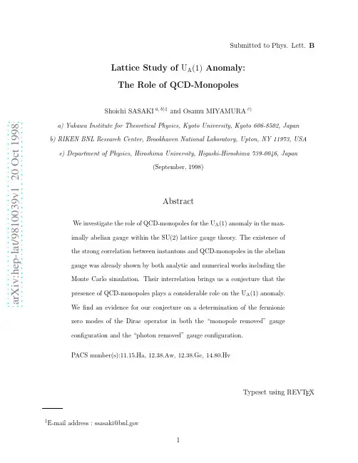 Lattice Study of $U_{A}(1)$ Anomaly The Role of QCD-Monopoles