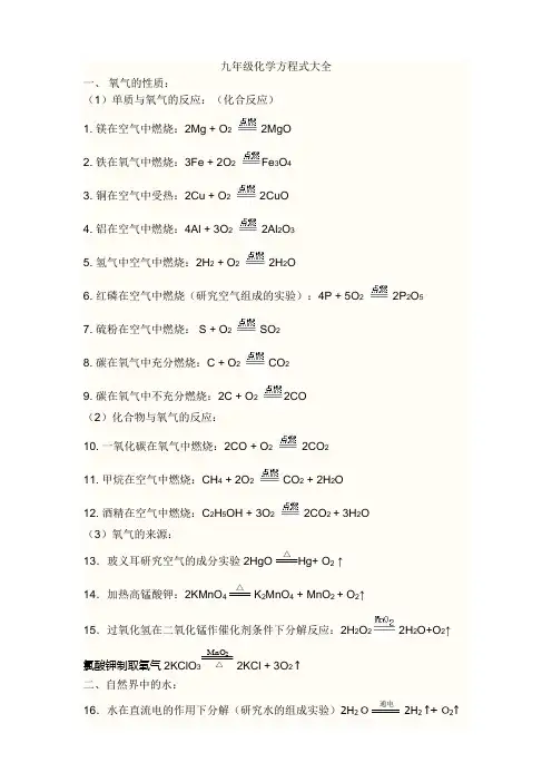 九年级下册所有化学方程式总结