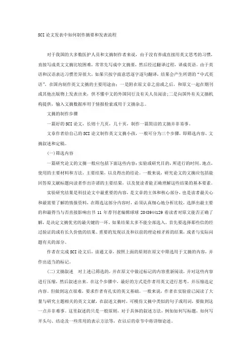 SCI论文发表中如何制作摘要和发表流程