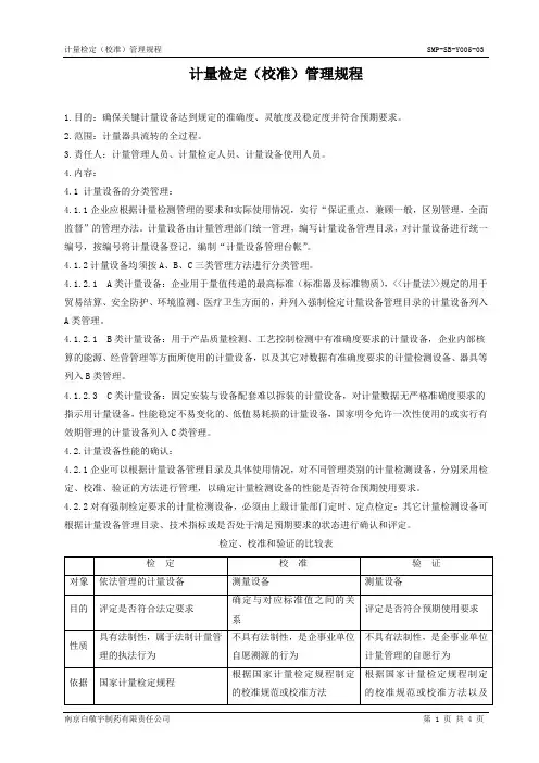 计量检定(校准)管理规程