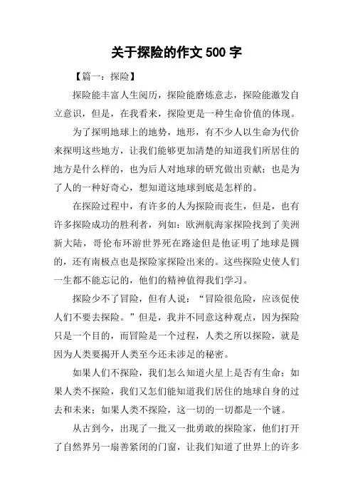 关于探险的作文500字