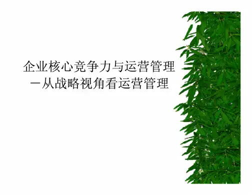 企业核心竞争力与运营管理-从战略视角看运营管理