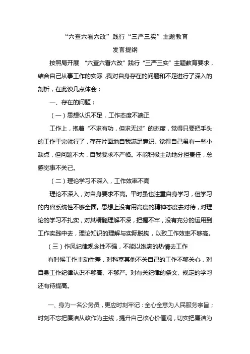 六查六看自查报告