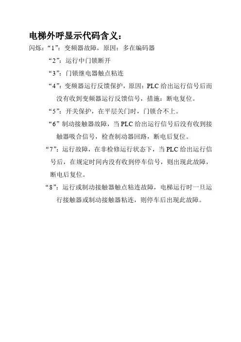 电梯故障代码