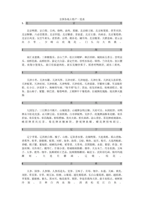 全国各地土特产一览表 2