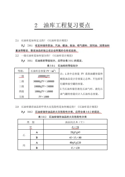 油库复习要点