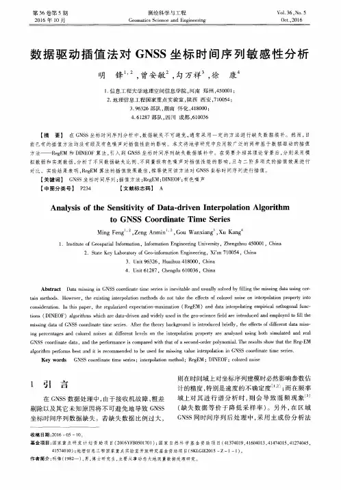 数据驱动插值法对GNSS坐标时间序列敏感性分析