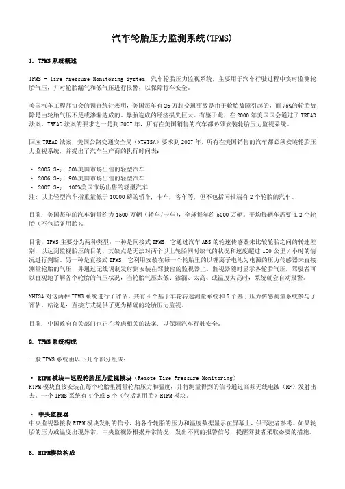 汽车轮胎压力监测系统(TPMS)