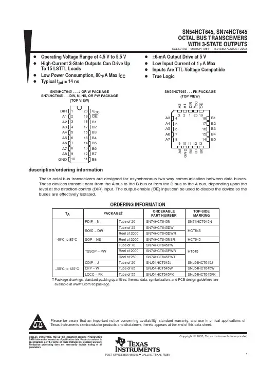 SN74HCT645PWR中文资料
