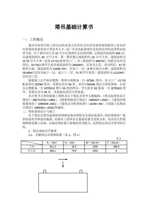 塔吊基础计算书