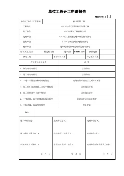 开工申请报告