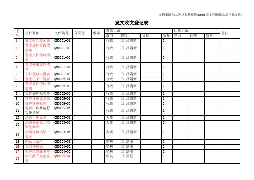 发文收文登记表