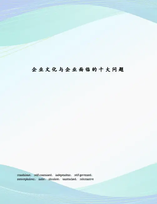 企业文化与企业面临的十大问题