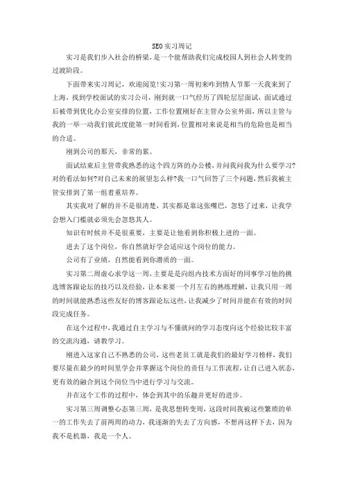 最新-SEO实习周记 精品