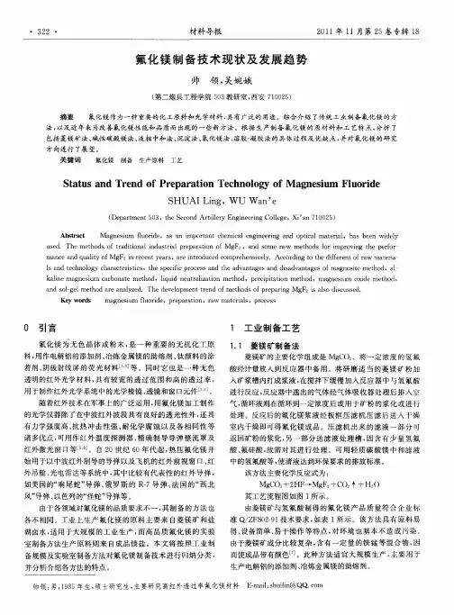 氟化镁制备技术现状及发展趋势 2