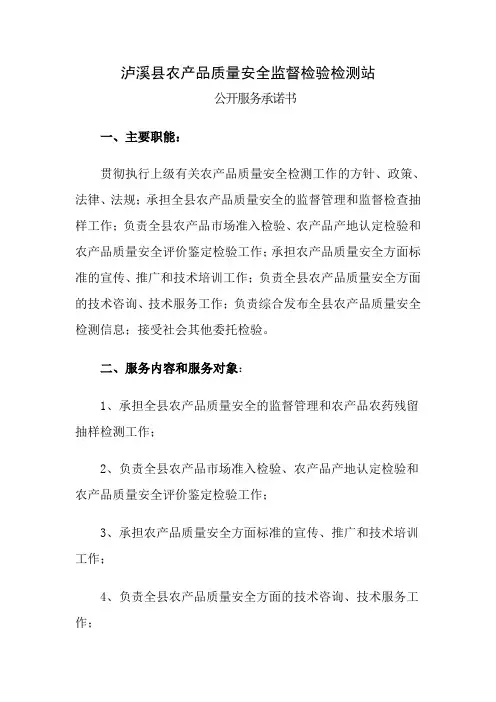 公开服务承诺书