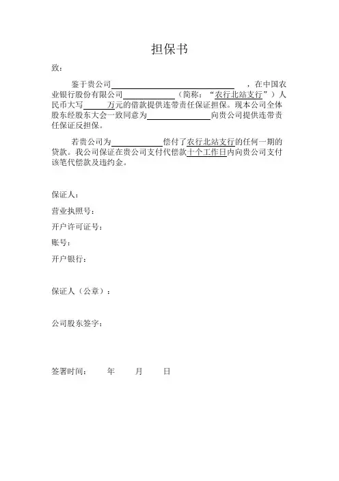 公司连带责任担保书