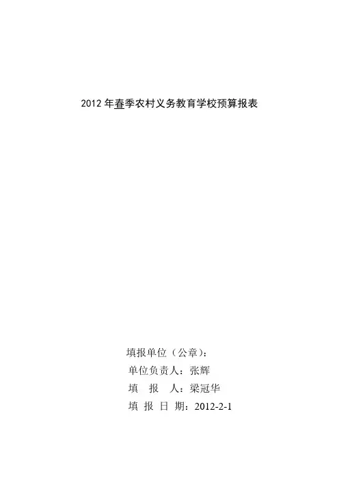 2010年秋季农村义务教育学校预算报表