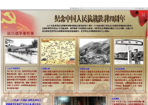 抗日小报 抗战小报3 纪念中国人民抗日战争胜利70周年小报4 A4横排 电子小报手抄报word模板