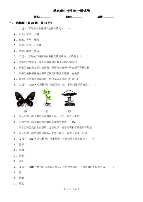 吴忠市中考生物一模试卷