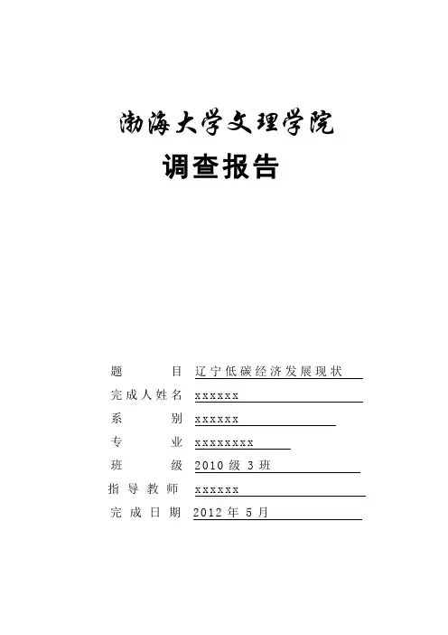 辽宁低碳经济发展现状 调查报告