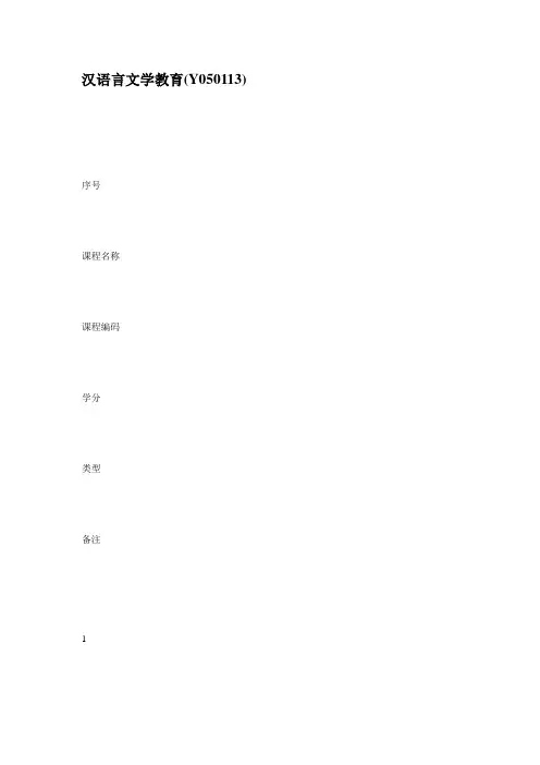 汉语言文学教育(Y050113)专业课程表