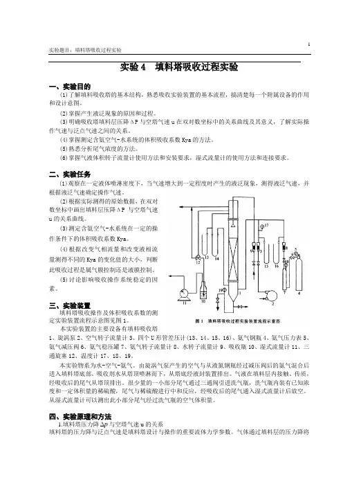 填料塔吸收过程实验