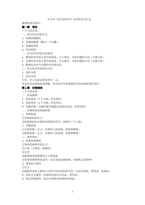 西方经济学专升本各章知识点