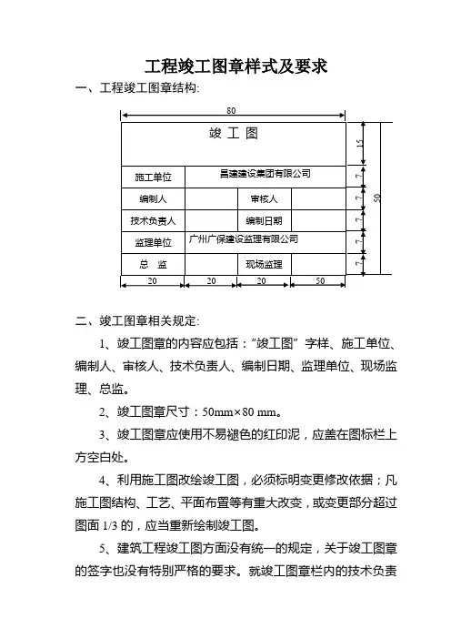 工程竣工图章样式及要求