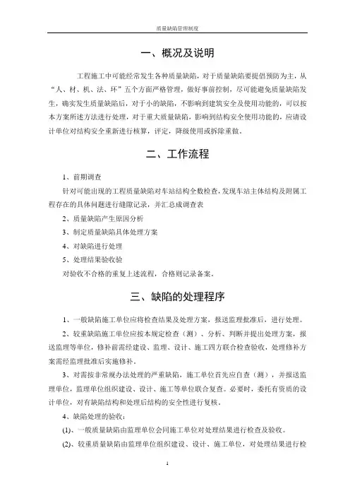 质量缺陷管理制度