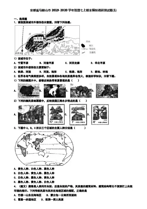 安徽省马鞍山市2019-2020学年地理七上期末模拟调研测试题(1)
