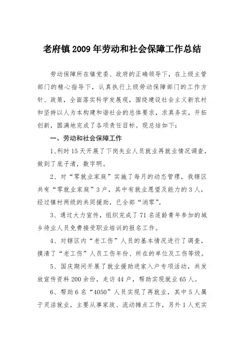 劳动和社会保障工作总结