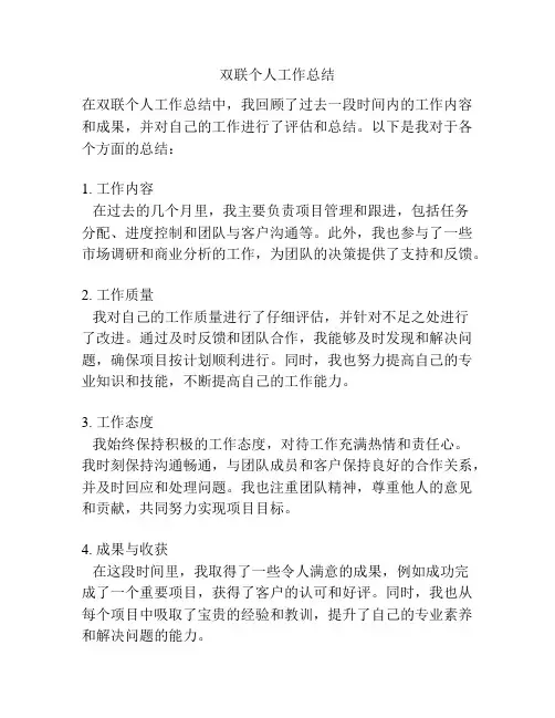 双联个人工作总结