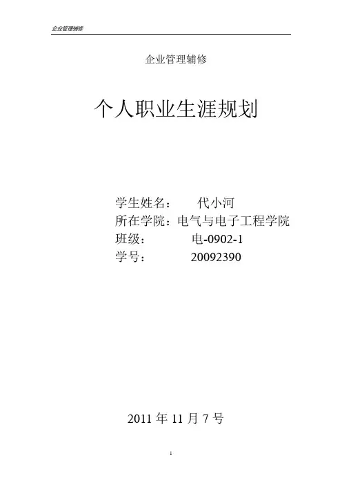 个人职业生涯规划