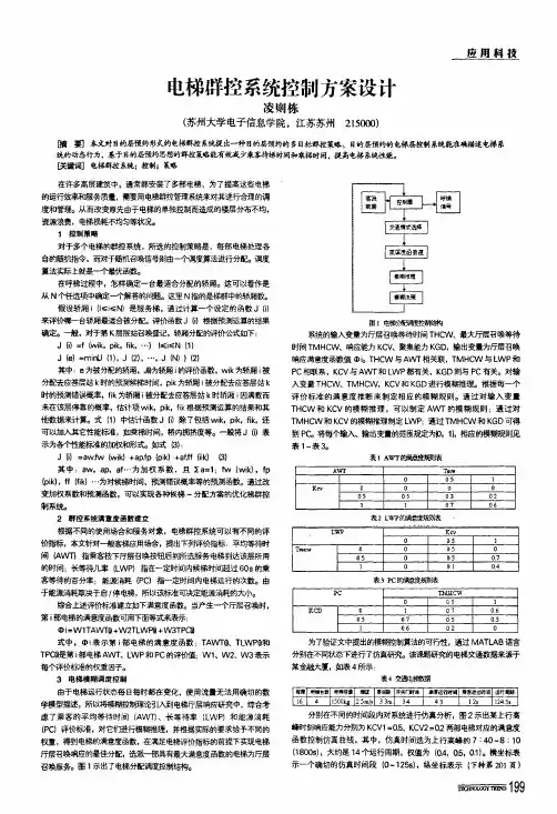 电梯群控系统控制方案设计