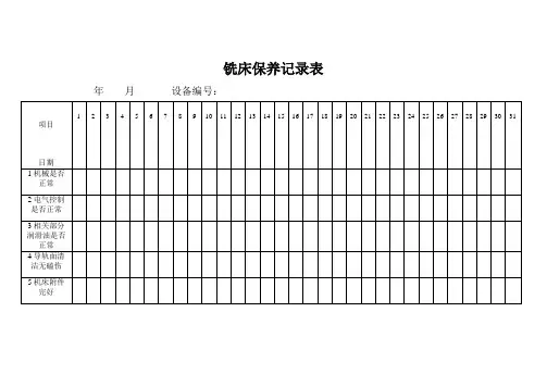 铣床保养日常维护表格