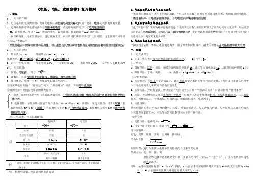 《电压电阻欧姆定律》知识点总结