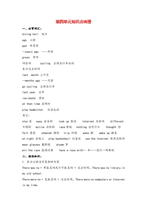 人教PEP六年级下册Unit 4 (2)重点知识梳理