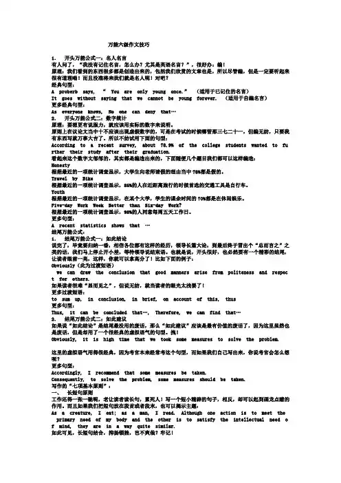 2014年大学英语六级-绝逼万能作文资料
