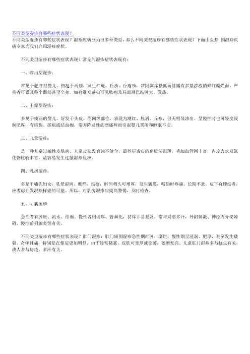 不同类型湿疹有哪些症状表现？
