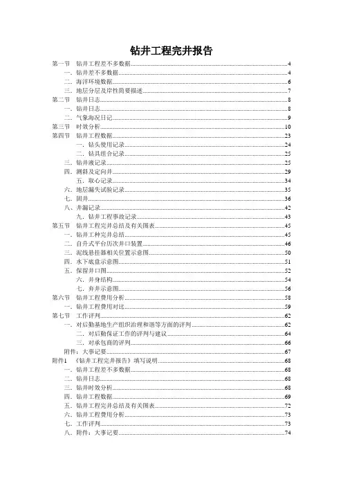钻井工程完井报告