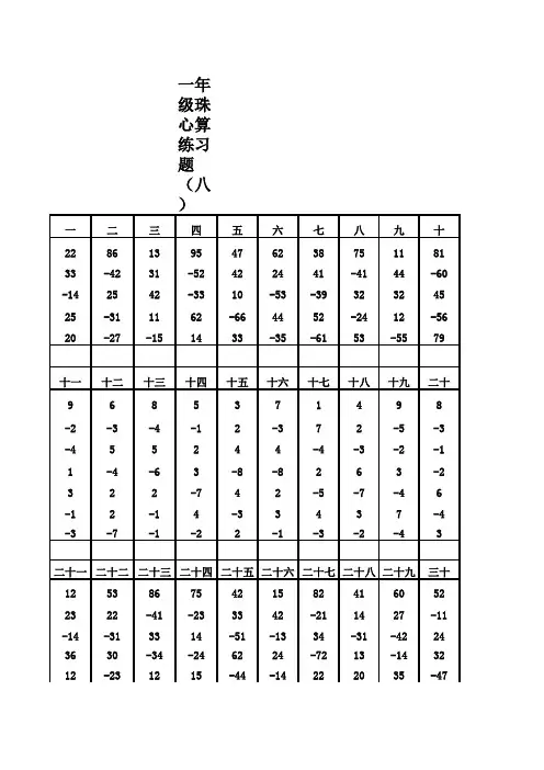 一年级珠心算练习题八
