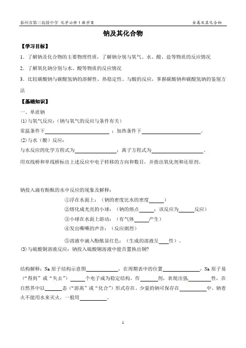 钠及其化合物(教学案)