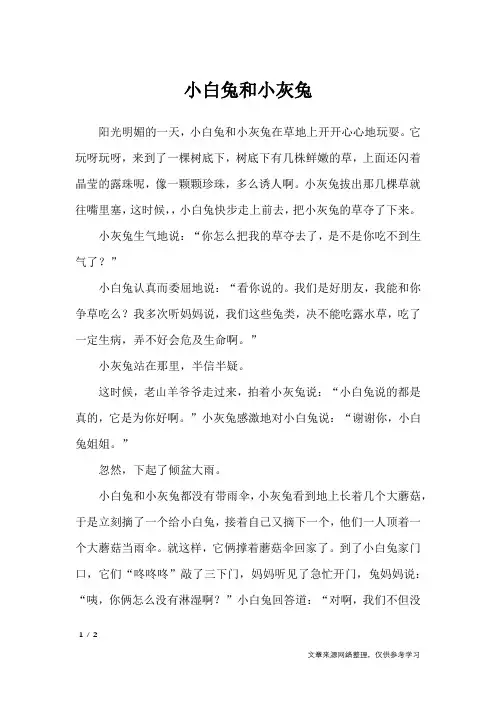小白兔和小灰兔_小学作文_1